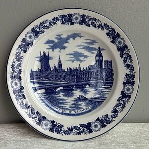 VINTAGE blue transfer ware plate made in england